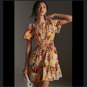 ANTHROPOLOGIE The Somerset Mini Dress Orange Floral